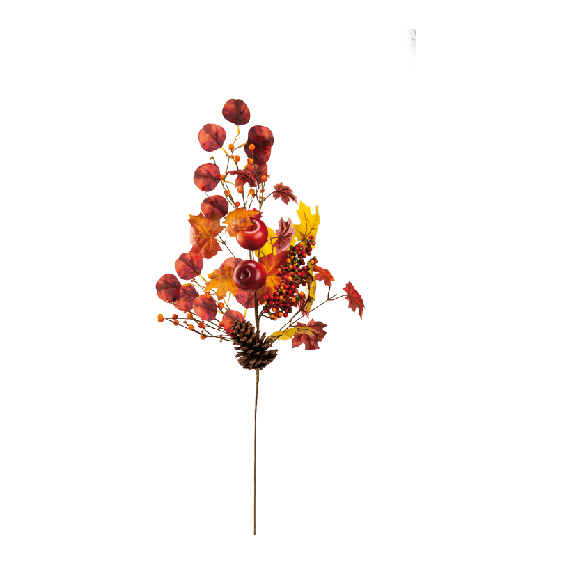 Branche d'automne, 85cm soie artificielle/matÈriau naturel avec baies, pommes et pommes de pin