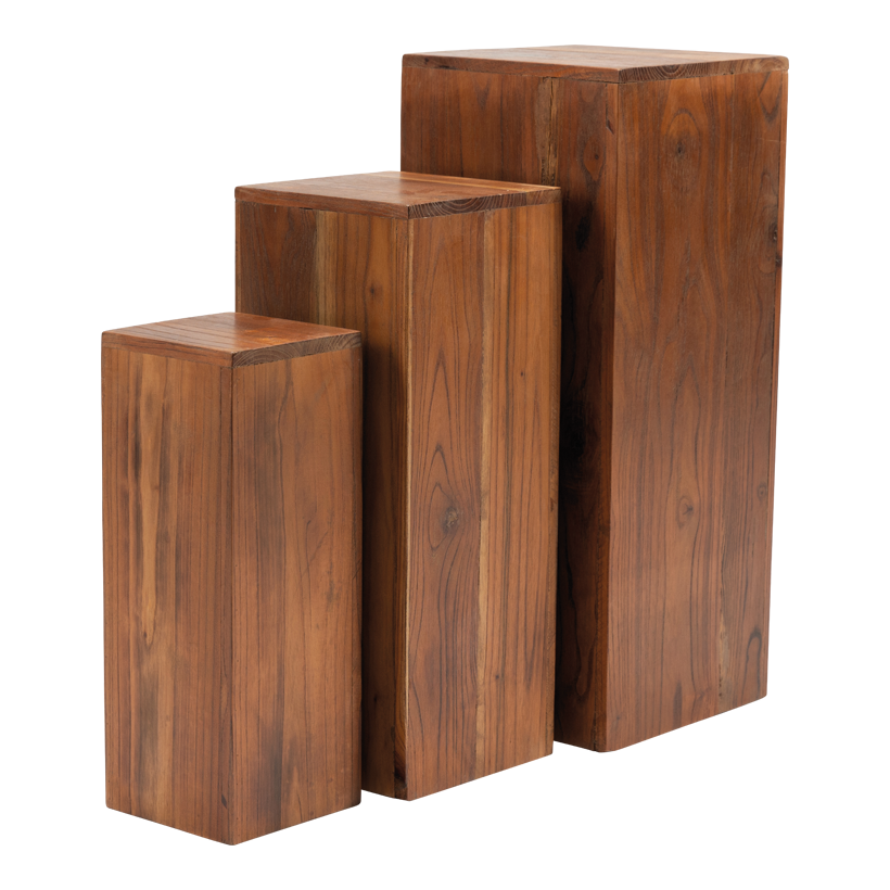 Holzpodeste im Set, 60x25x25cm, 50x20x20cm 40x15x15cm 3-fach, aus Redwood, unten offen, ineinander passend