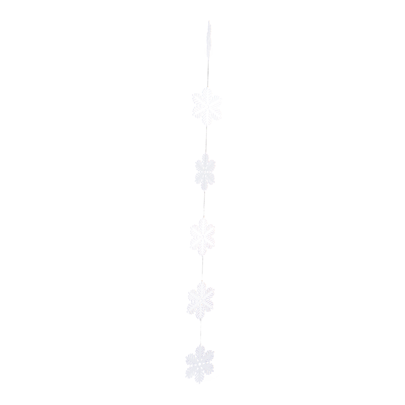 Snowflake garland, 180cm ⌀ 18cm 6-fold, out of plastic, with nylon hanger