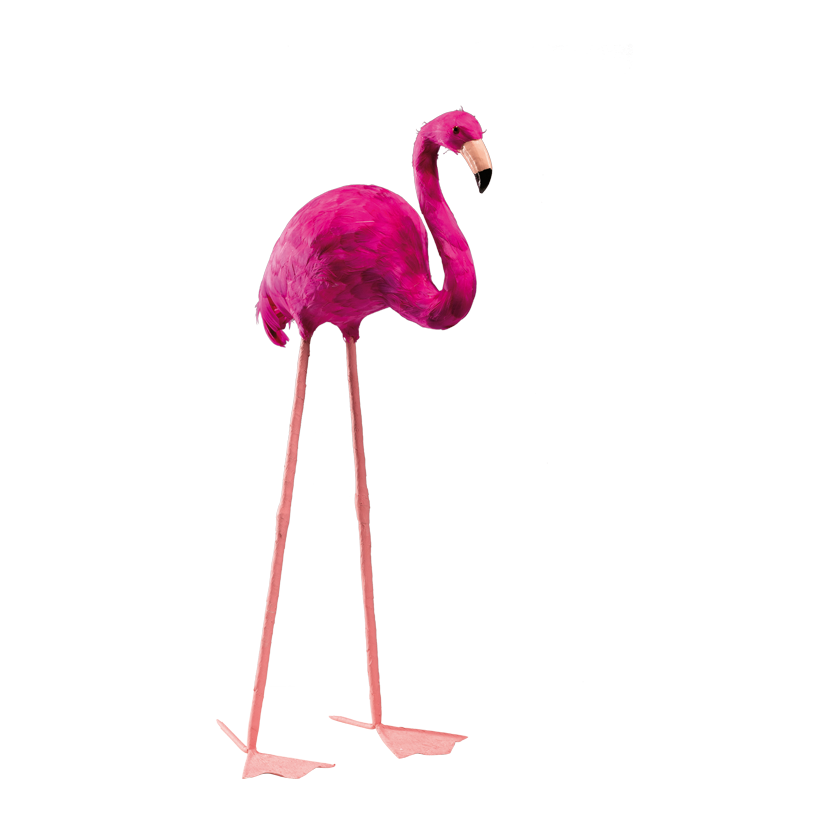 Flamingo, 45x18x90cm aus Styropor, mit Federn beklebt