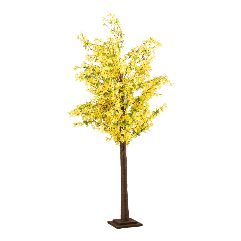 Forsythienbaum, 160cm Holzfuﬂ: 20x20x3cm aus Kunststoff/Kunstseide/Holz