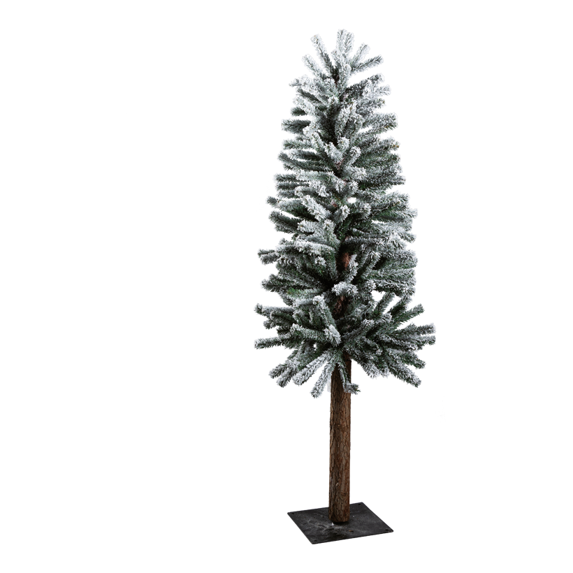 Sapin avec pied métallique, 150cm élancé, enneigé