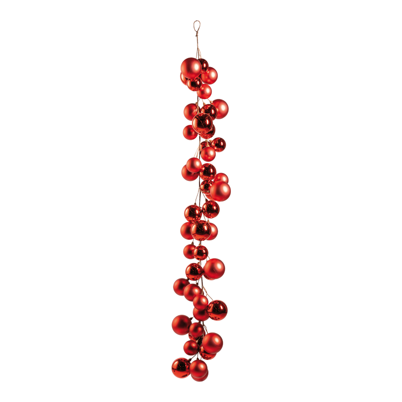 Ball garland, 130cm ⌀ 6cm/8cm/10cm 48-fold, out of plastic, matt/shiny