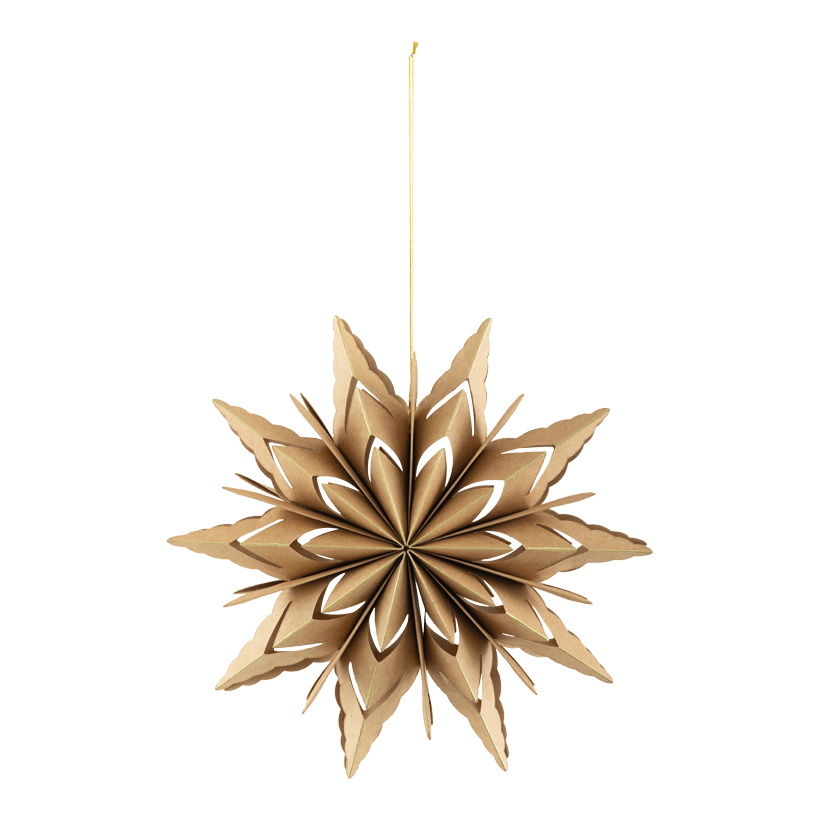 Foldable star, ⌀ 30cm 10-pointed, out of paper, with magnetic clasp, with gold edges