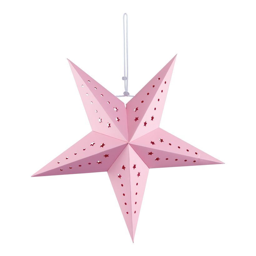 Folding star, Ø 40cm 5-pointed, out of cardboard, with hole pattern, hanger