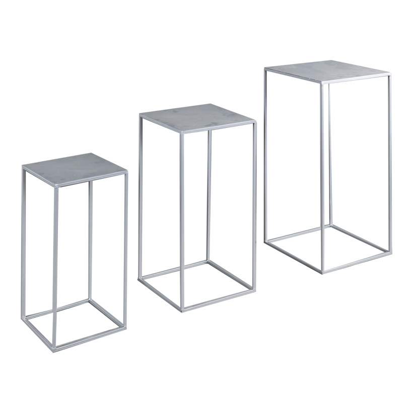 Metal tables, 1. 20x20x50cm, 2. 25x25x60cm 3. 30x30x70cm rectangular, set of 3, powder coated