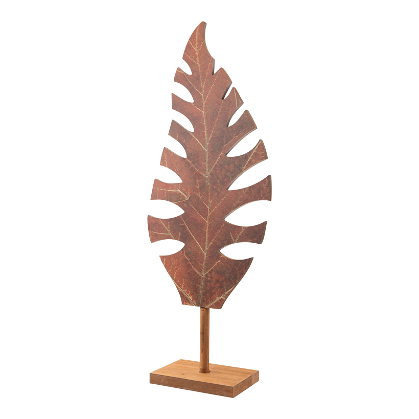 Autumn leave with wooden, 90cm Holzfuﬂ: 22,5x15x3cm 2-parts, out MDF