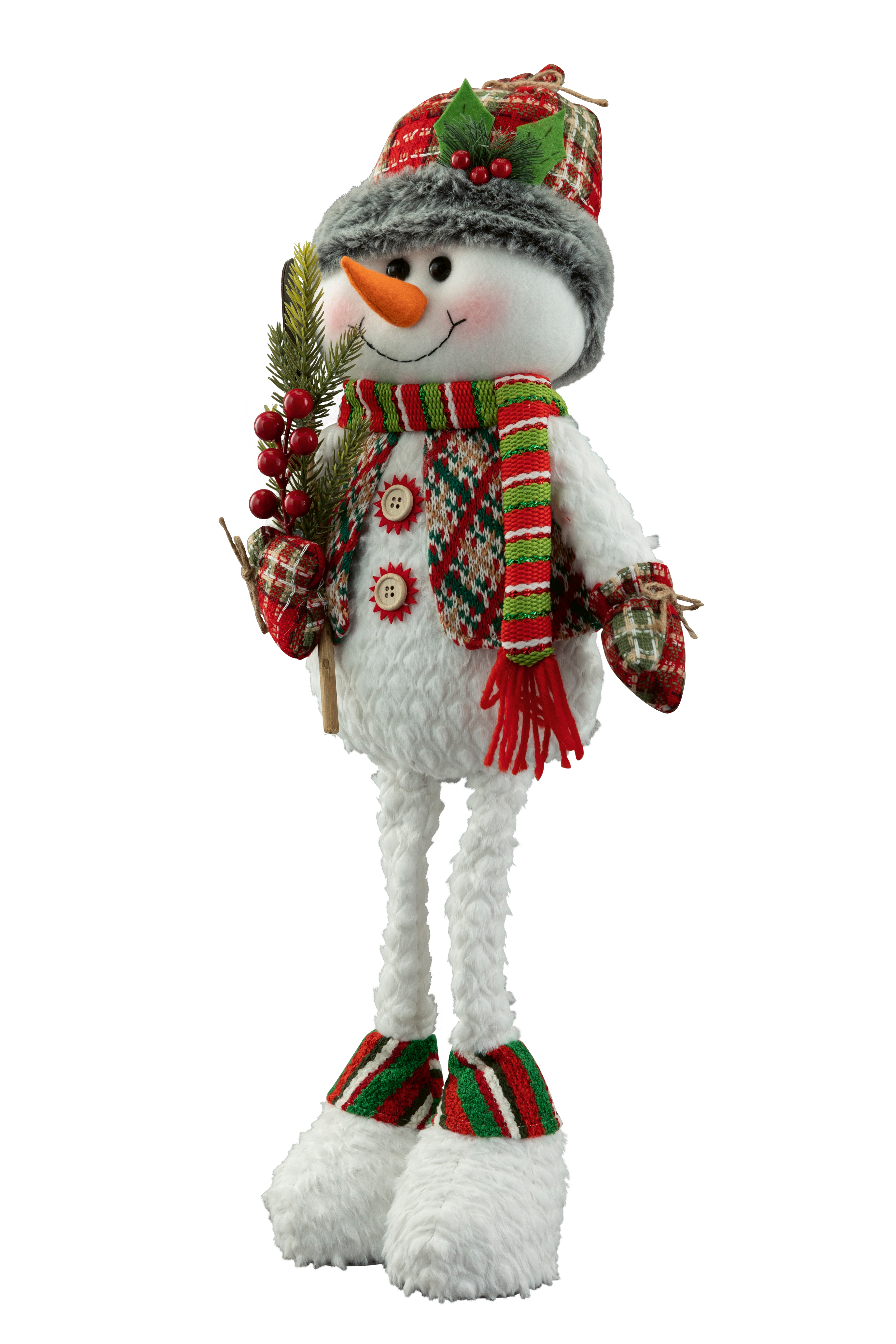 Bonhomme de neige avec pelle, 61x24x16cm en plastique,/tissu, debout