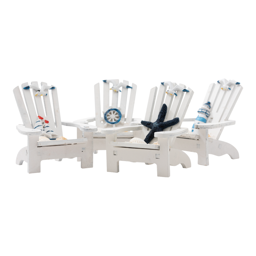 Beach chairs with decoration, 9x9x7cm 4 pcs./set, out of wood