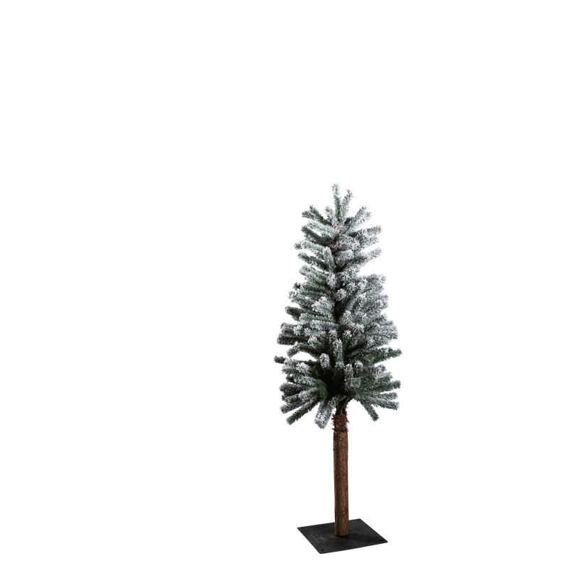 Sapin avec pied métallique, 120cm élancé, enneigé