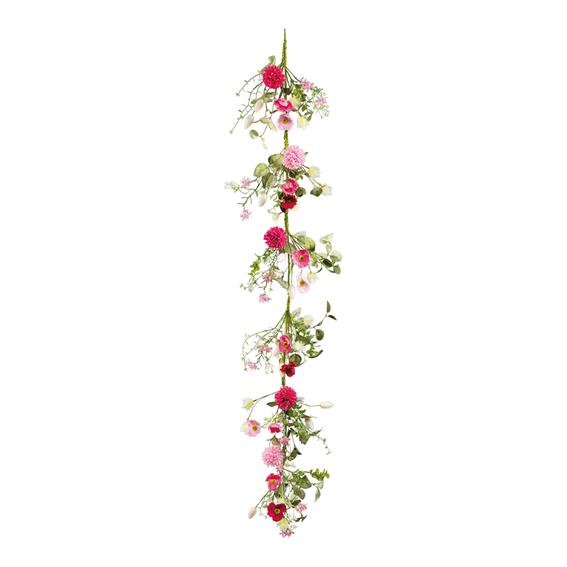 Flower garland, 150cm out of artificial silk/plastic, flexible, one-sided decorated