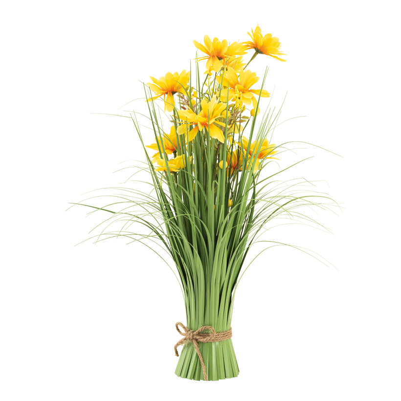 Bundle of grass with daisy flowers, 50cm Fuﬂ: Ø 8cm, Breite: 30cm out of plastic/artificial silk