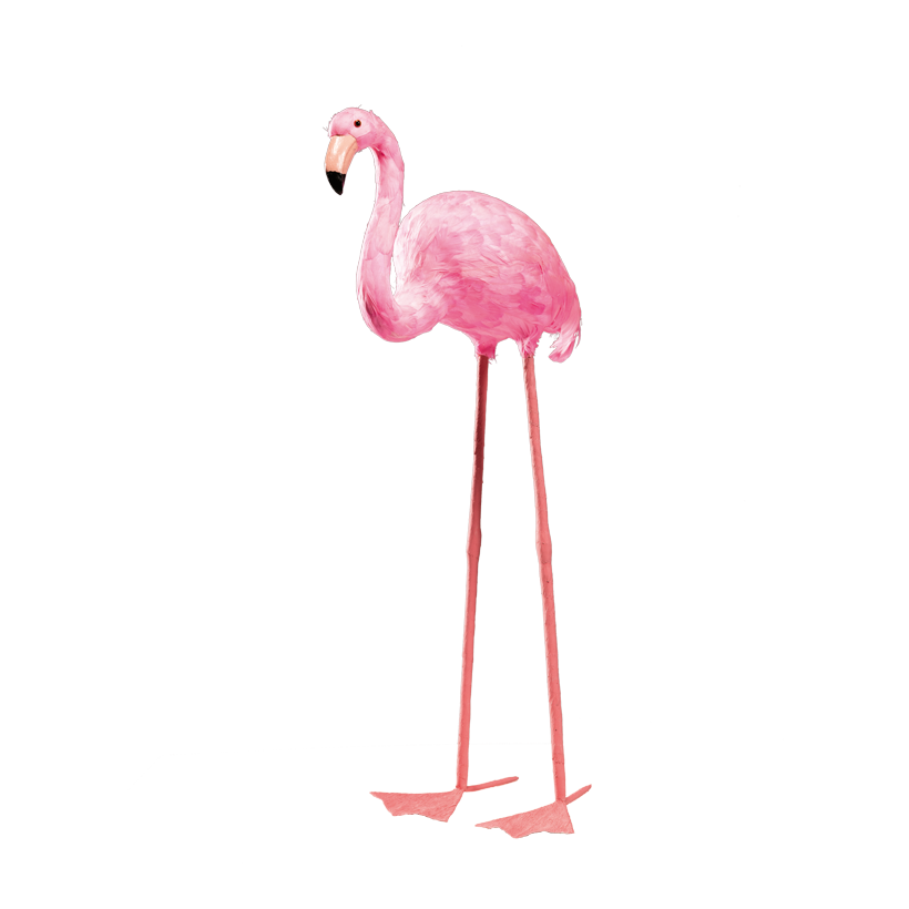 Flamingo, 45x18x90cm aus Styropor, mit Federn beklebt