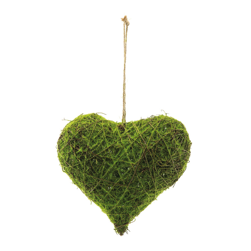 Natural wicker heart, H: 25cm B: 25cm with artificial moss