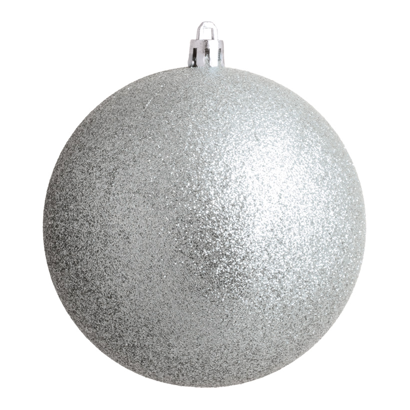 Boule de Noël, argent avec glitter, Ø 14cm matière plastique, avec glitter