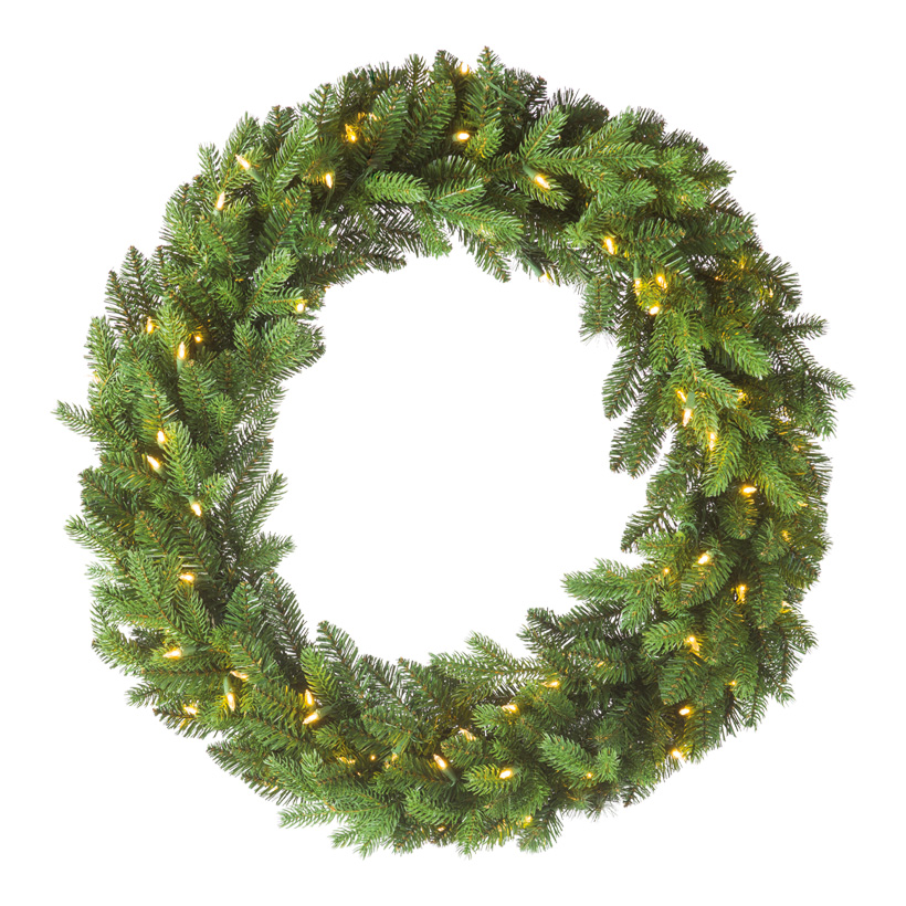 Couronne de sapin, 90cm avec  100 LEDs, PE/Mix-PVC, 448 tips, difficilement inflammable