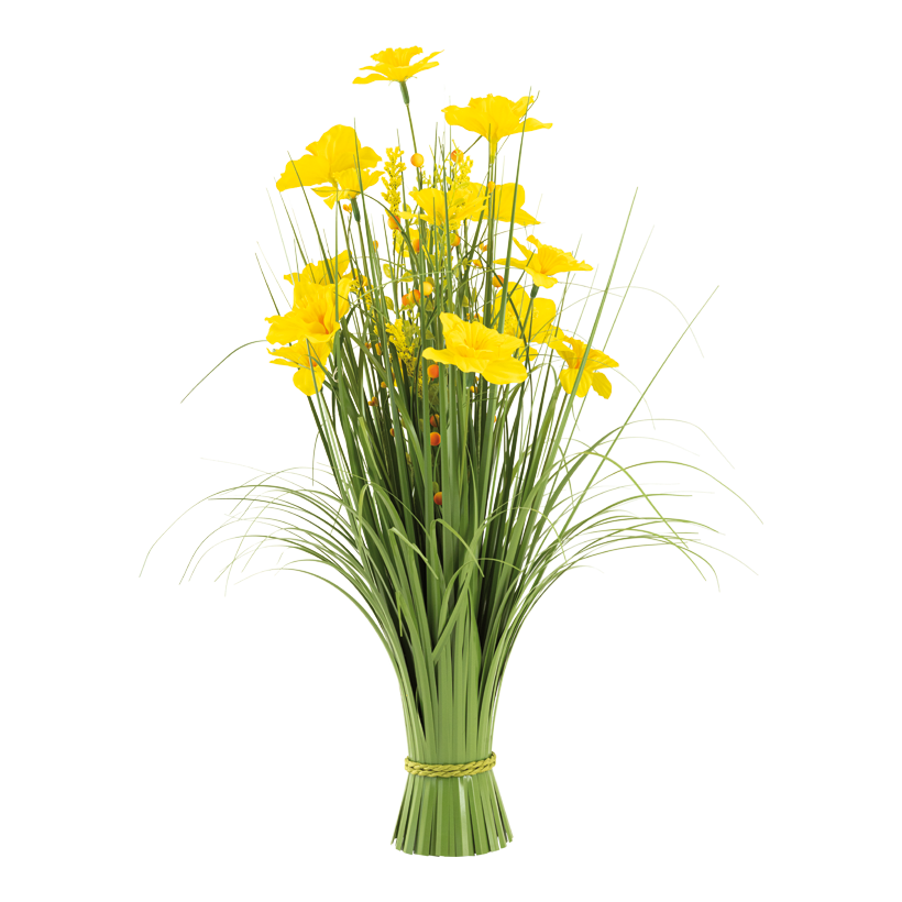 Bundle of grass with daffodil flowers, 70cm Breite: Ø 30cm out of plastic/artificial silk