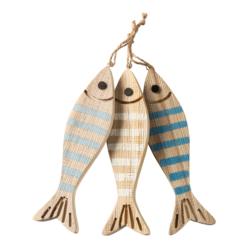 Fish hanger, 28x7x1,5cm set of 3, out of wood, to hang